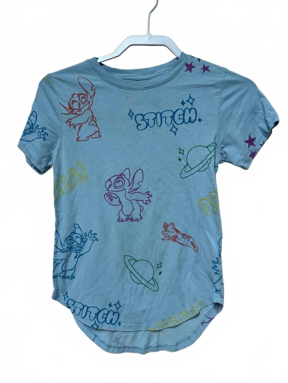 Disney Stitch All-Over Print Blue Graphic T-Shirt Juniors XS 1